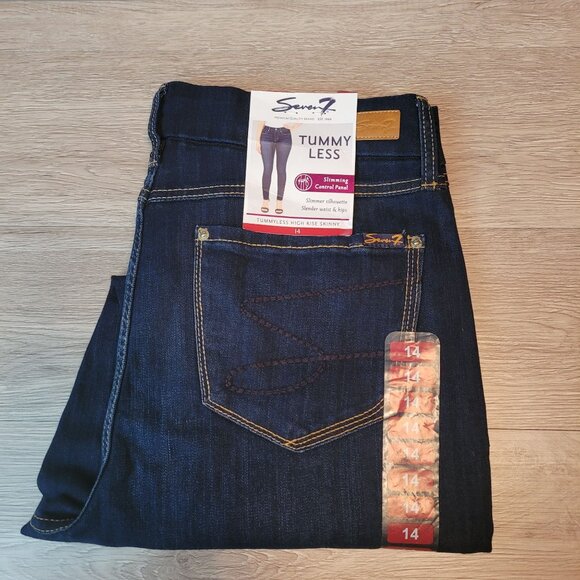 Seven7 Jeans Size 14 Tummyless High Rise Skinny Montreal Dark Wash NWT - Picture 3 of 13